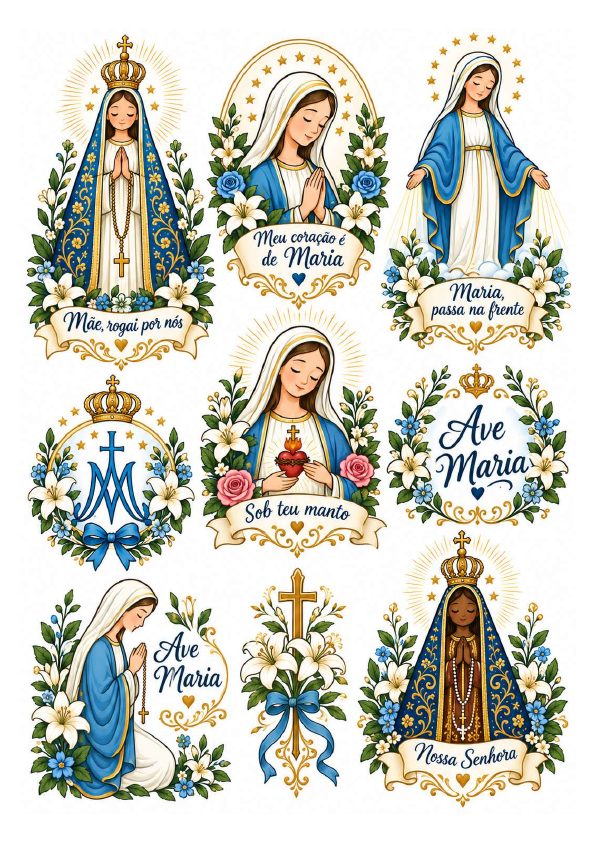 Folha com imagens católicas para personalização