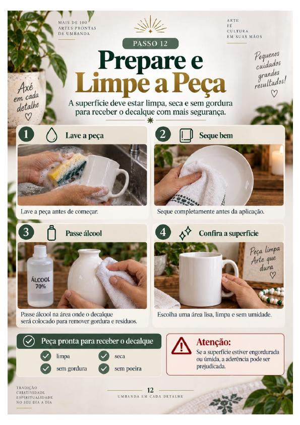 Página do Guia Visual sobre limpeza e preparo da peça