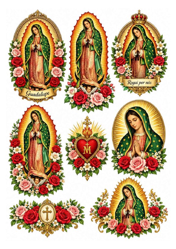 Folha com artes de Nossa Senhora de Guadalupe