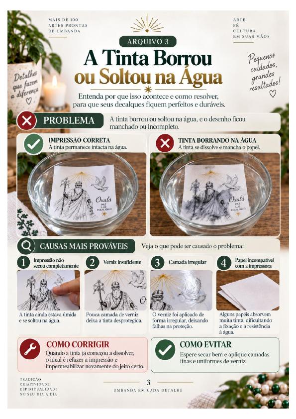 Página do Guia de Erros e Soluções sobre tinta borrada